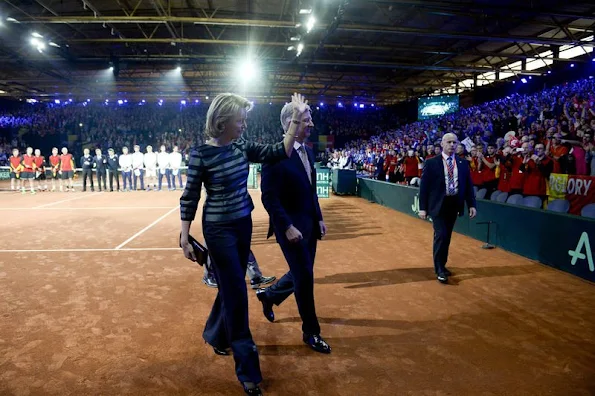 King Philippe of Belgium and Queen Mathilde of Belgium attends the opening ceremony of the Davis Cup Final 2015 (Belgium v Great Britain) at the Flanders Expo 