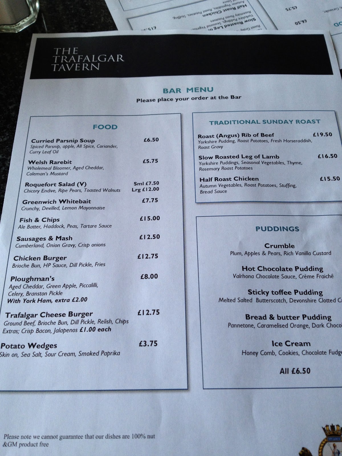 Brunch etc. The Trafalgar Tavern Sunday roast in Greenwich