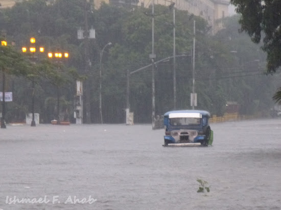 Jeepney stranded due to flood caused by habagat rains