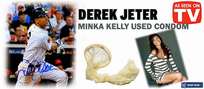 funny Derek Jeter Minka Kelly selling game worn condom