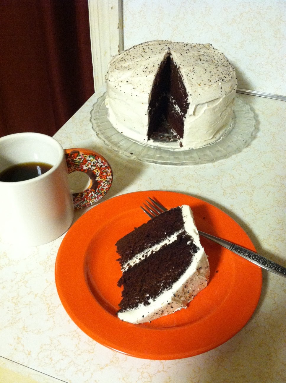 Flour Mayhem Chocolate cake with Espresso Cream Cheese frosting