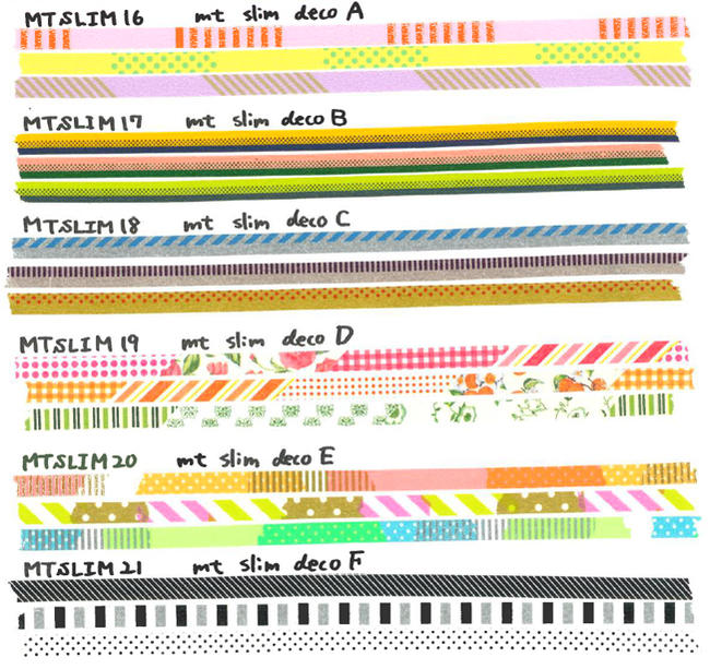 MT Washi tape 6 mm x 10 m x 3  slim Deco B MTSLIM17 