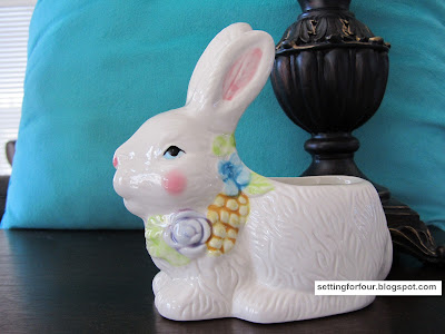  DIY Pottery Barn Knock Off Easter Rabbit Tutorial! Bring PB style to your home decor without the price tag! This is an easy and inexpensive DIY to make for your side table or centerpiece for your Spring tablescape! 