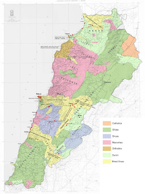 Lebanon Map Political Regional