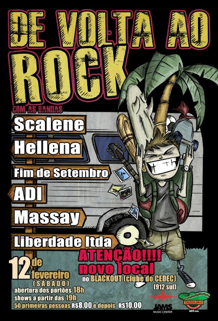 Show de rock com as bandas Hellena, Scalene e várias outras