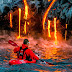 Navegando en piragua entre la lava del volcán Kilauea