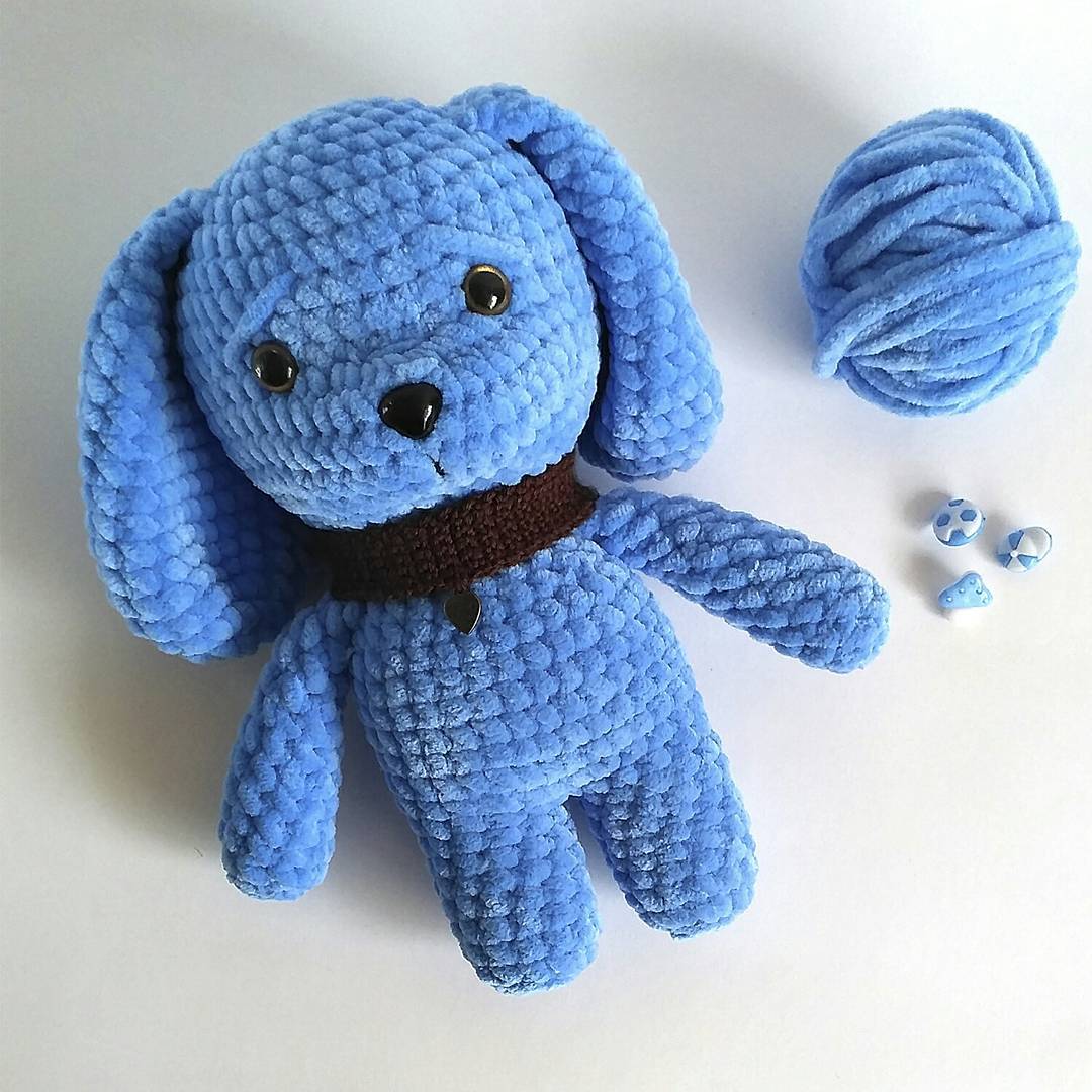 Щенок крючком из плюшевой пряжи Щенок крючком из плюшевой пряжи