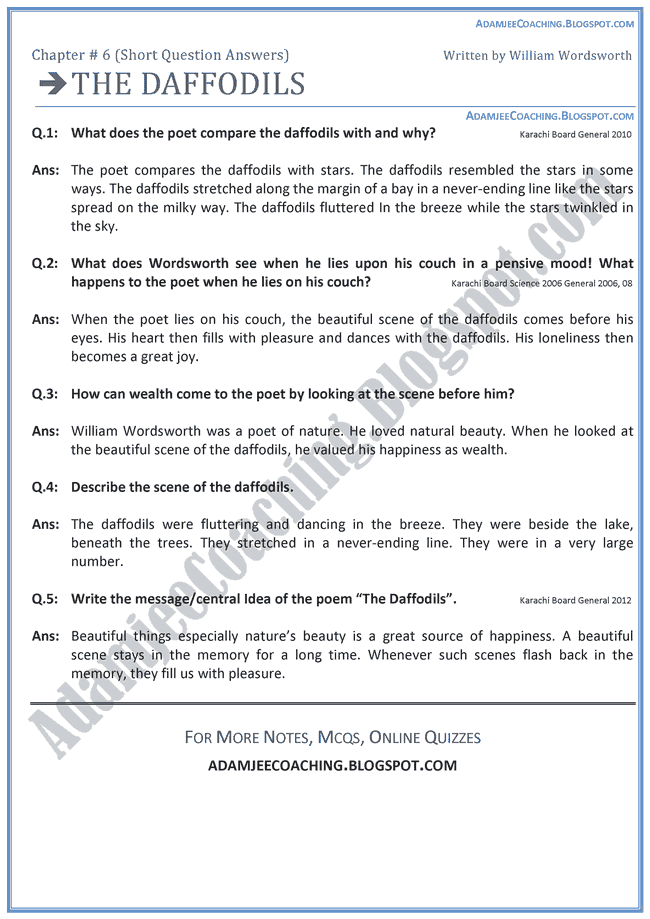 Daffodils poem by william wordsworth essay
