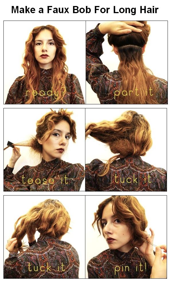 Hairstyles Tips And Tutorial Make A Faux Bob For Long Hair