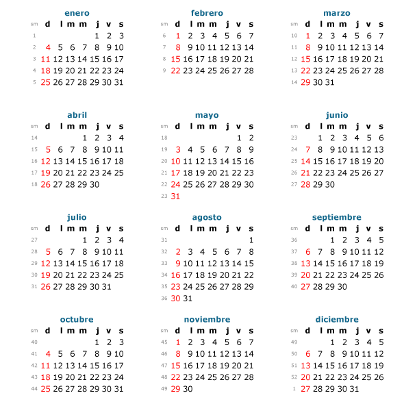 Calendario básico 2015 en español - Vector