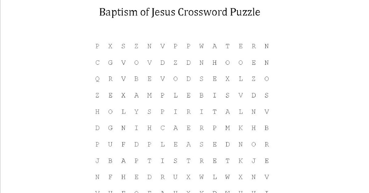 Baptism of Jesus Crossword Puzzle Sunday School Activities Sunday