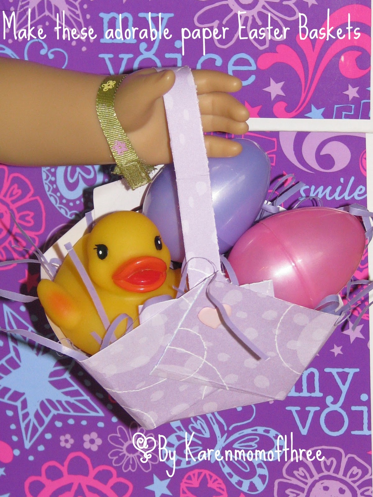 Karen Mom of Three's Craft Blog Make A Paper Easter Basket For Your Doll