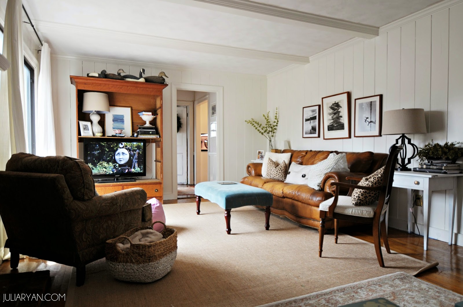 Leather Sofa Styling New House Family Room Progress Julia Ryan