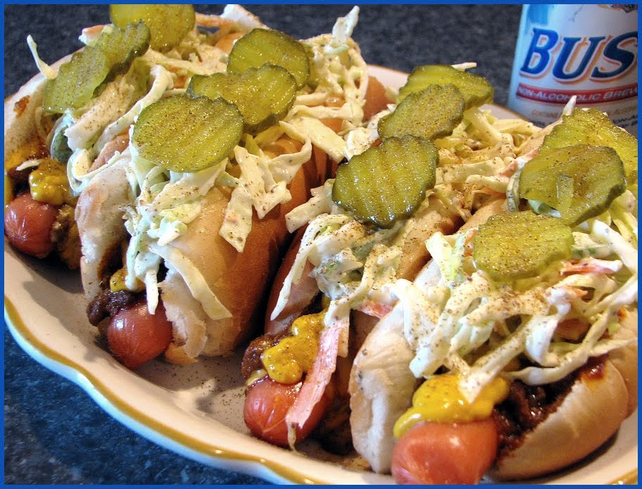 Fat Johnny's Front Porch Chili Cheese Coney Slaw Dogs