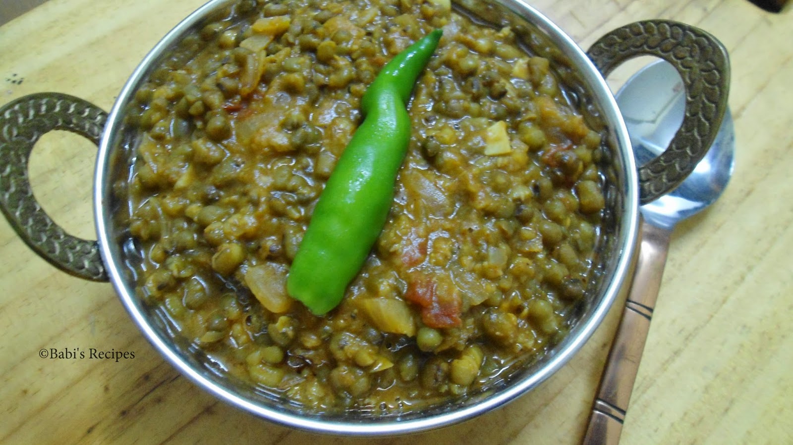 Babi 's Recipes Whole Moong Dal masala Side Dish for Roti/Naan