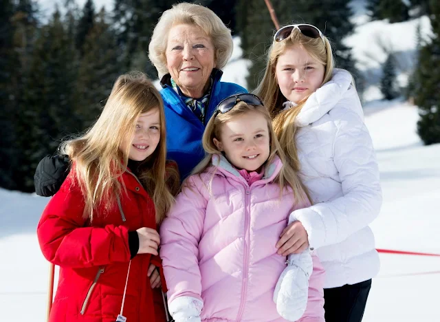 Princess Beatrix of The Netherlands, with grandchildren Princess Alexia, Princess ariane and Crown Princess Catharina Amalia of The Netherlands