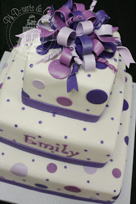 purple bat mitzvah square cake fondant