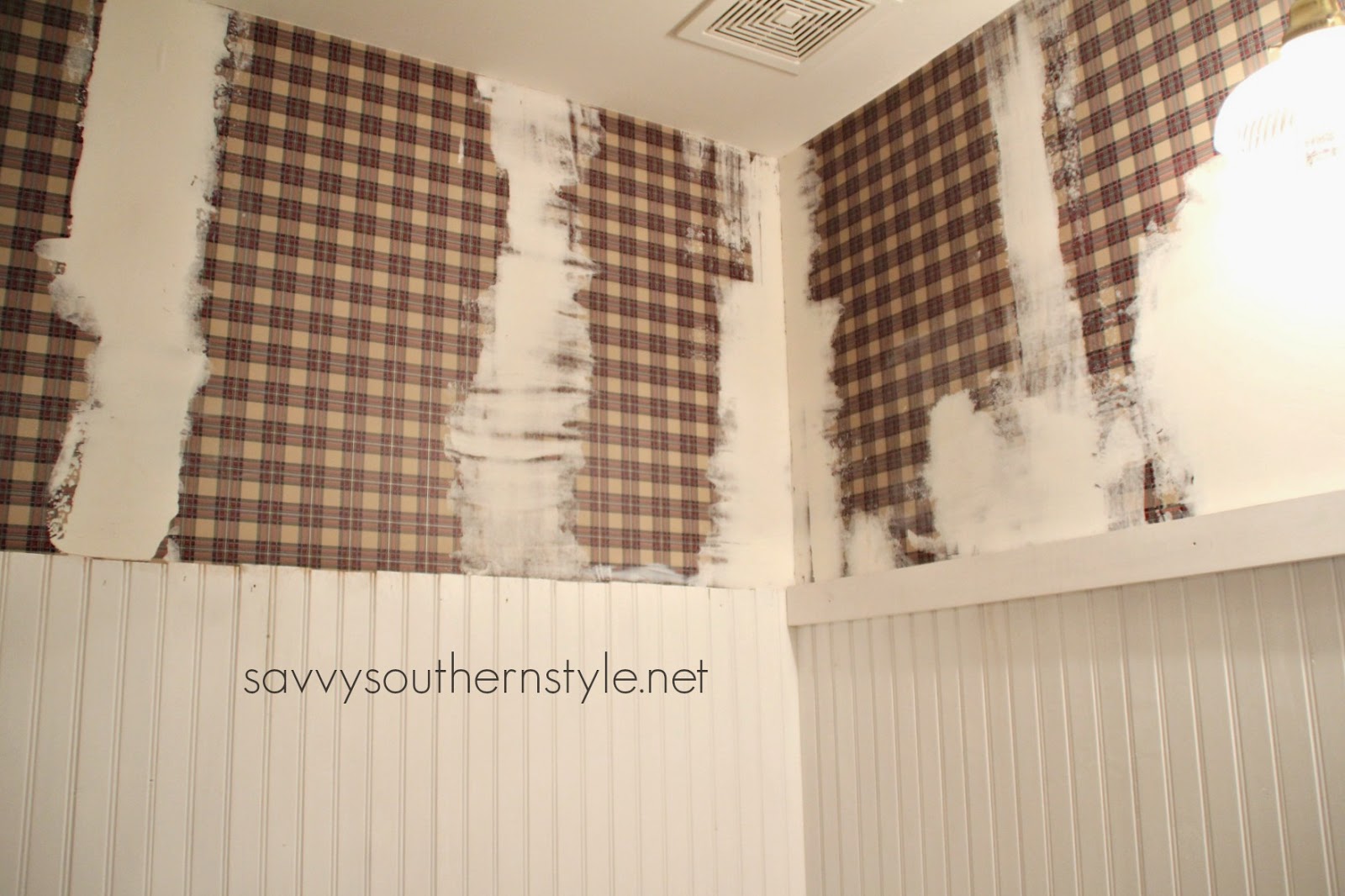 Savvy Southern Style : How To Paint Over Wallpaper