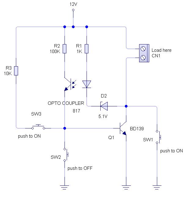 CIRCUITS FOR ALL Push to ON and OFF latching Circuit