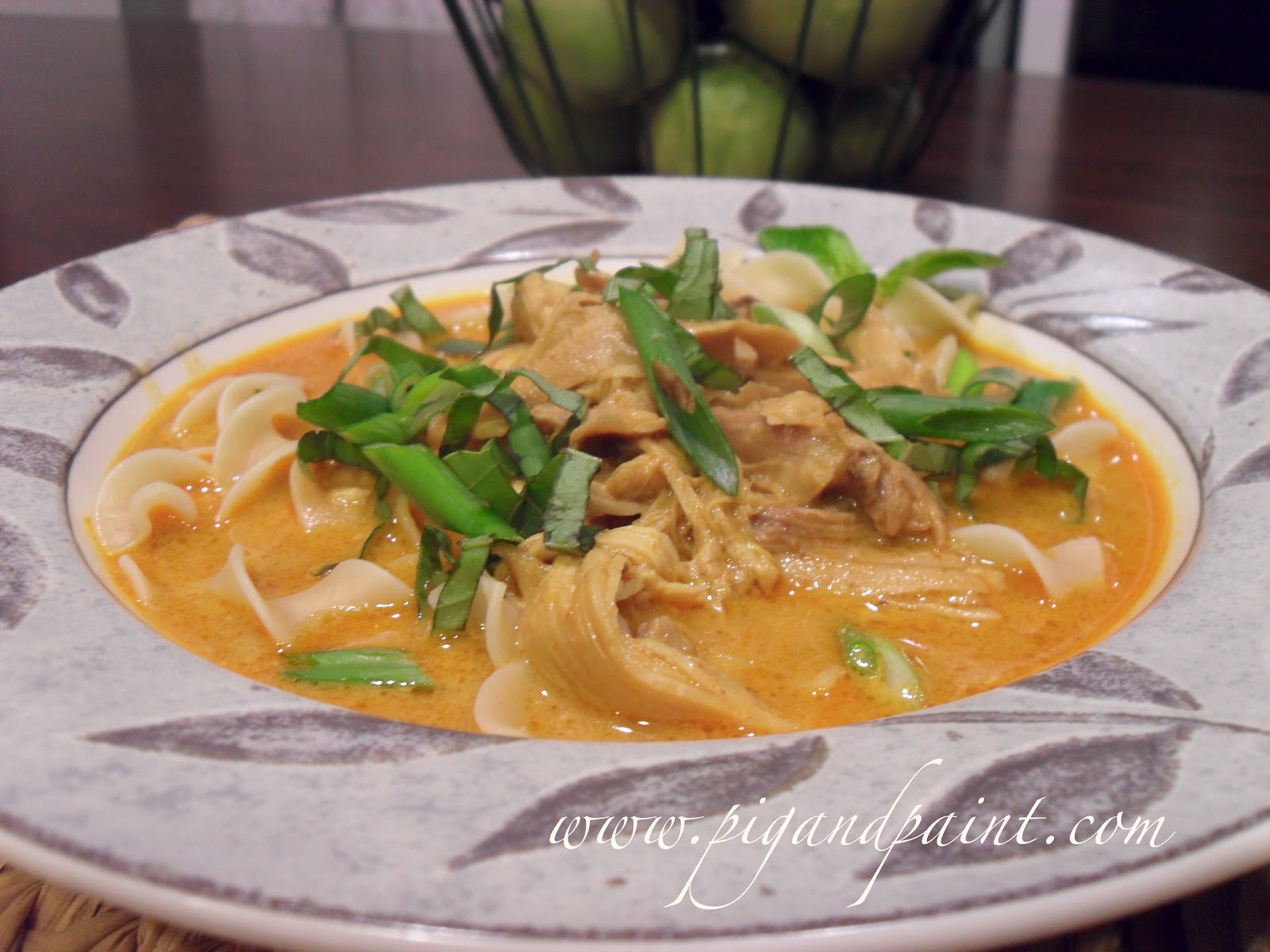 Slow Cooker Thai Curry Chicken Noodle Soup
