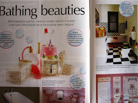 Bathing beauties article in The Dolls' House Magazine's January issue, including my Mickey bathroom