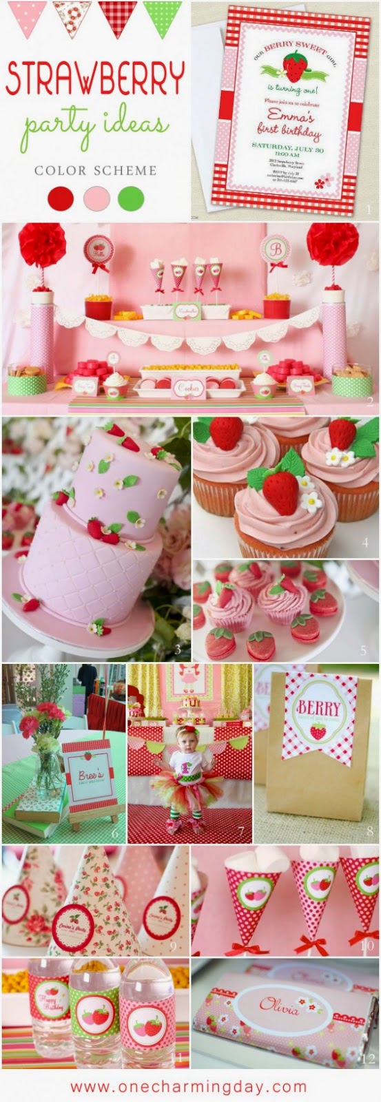Strawberry First birthday theme cake