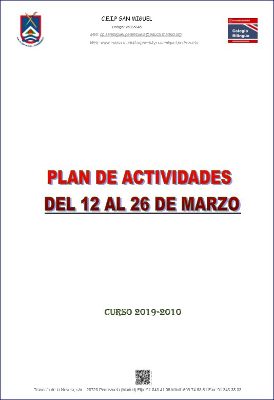 Plan general actividades del Colegio
