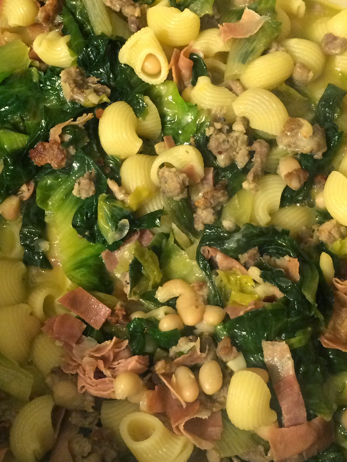Pasta with Escarole, White Bean and Sausage Sauce