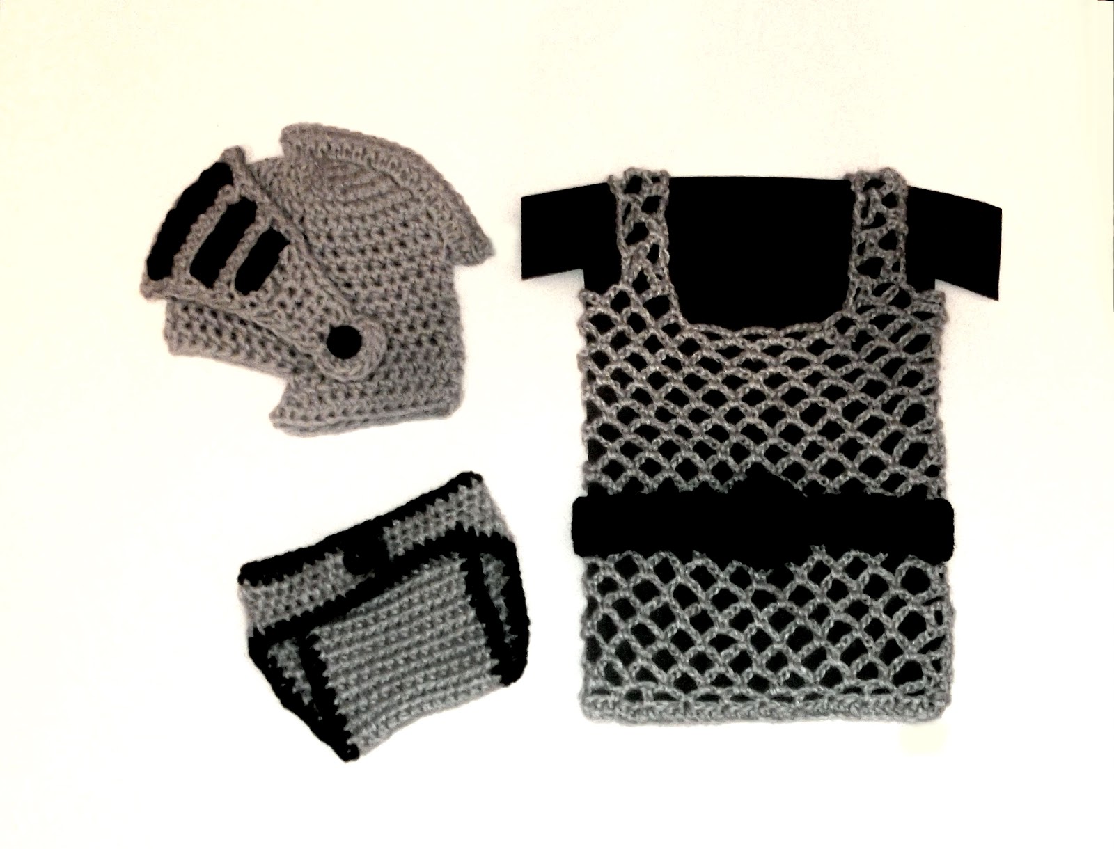 Cute Designs: Knight Helmet / Diaper Cover / Chainmail vest Crochet Pattern