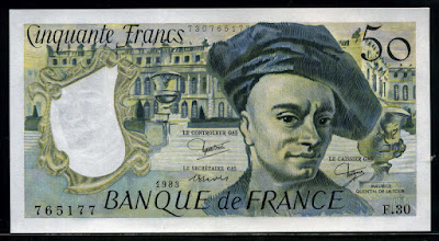Bank France money currency 50 French Francs banknote bill