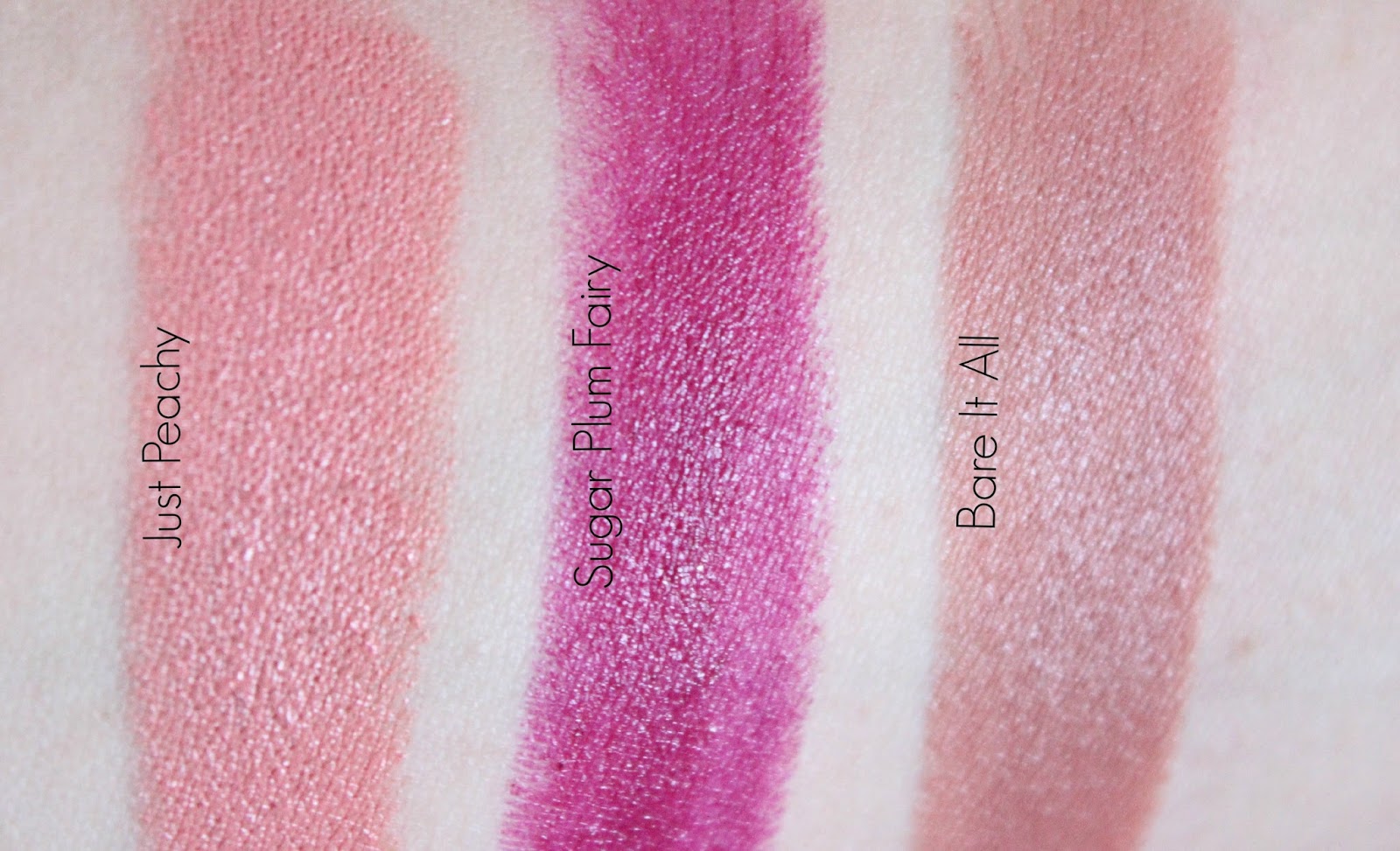 The $2 Most Duped Lipsticks | Wet n Wild Megalast Lipsticks in (L-R) Just Peachy, Sugar Plum Fairy and Bare It All.