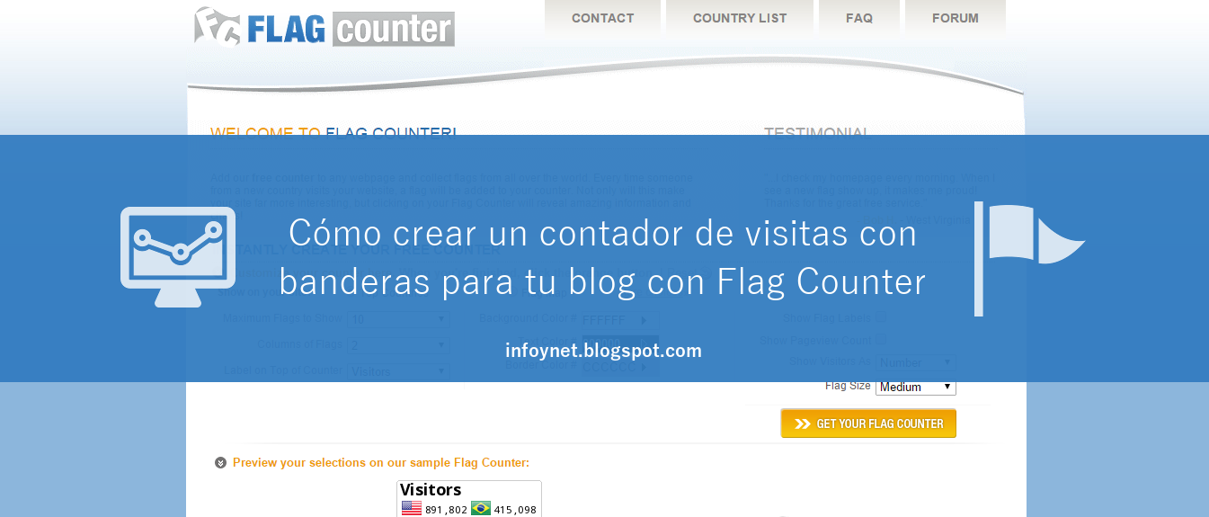 Crear un contador de visitas con banderas para tu blog con