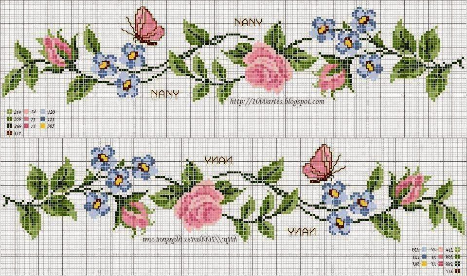 Web Artesã: Gráfico para fazer um galho de rosas em ponto cruz