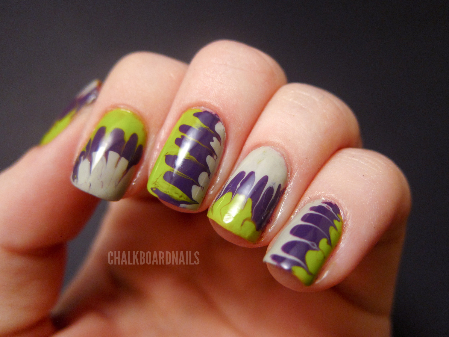 Halloween Needle Marbling Chalkboard Nails Nail Art Blog