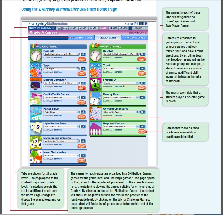 Tales From a K1 Classroom Everyday Math Online Games Student Login