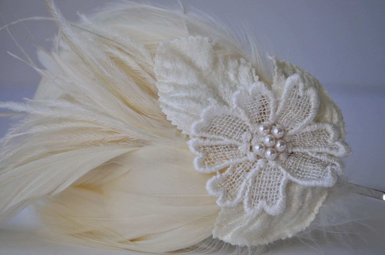 Grace Designs Handmade Cream Fascinator Headband Hair Accessory