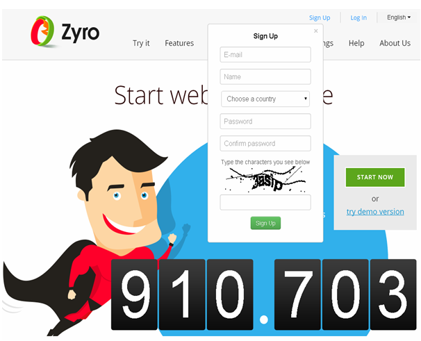 zyro.com إنشاء موقع   builder easy طريقة انشاء sign up التسجيل في موقع start now