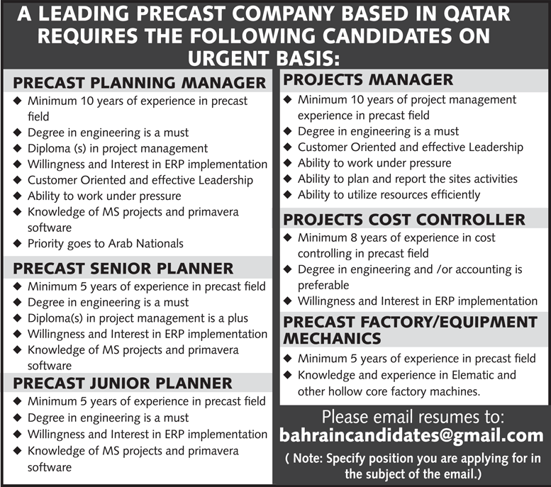 Manager planner vacancies in Qatar Gulf Jobs for Malayalees