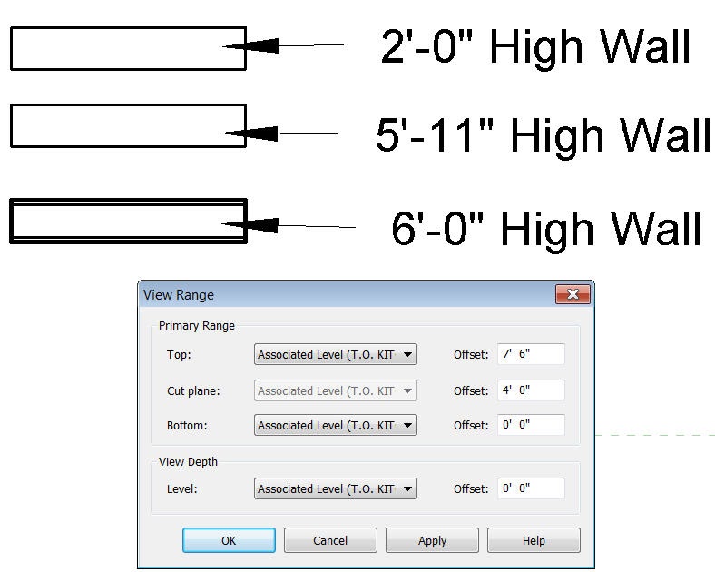 revit in plain english Wall Height Display and View Range