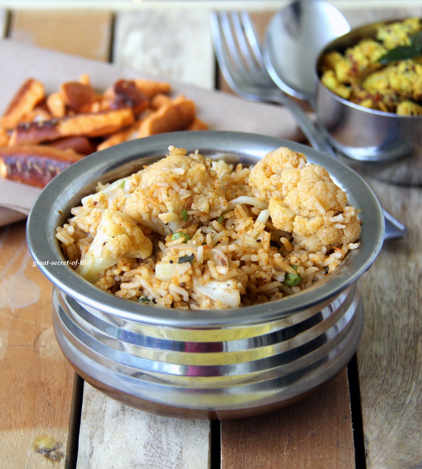 Cauliflower and peas rice Greatsecretoflife