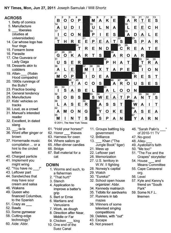 The New York Times Crossword in Gothic June 2011