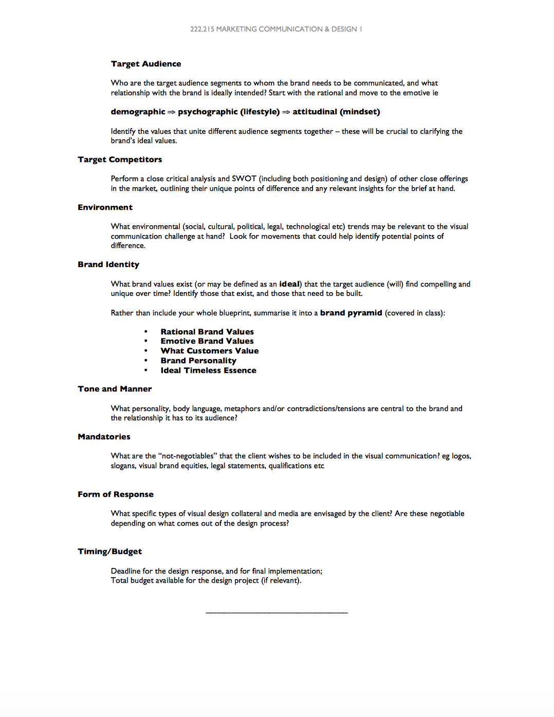 Brand Communication WEEK 2 Reverse Brief