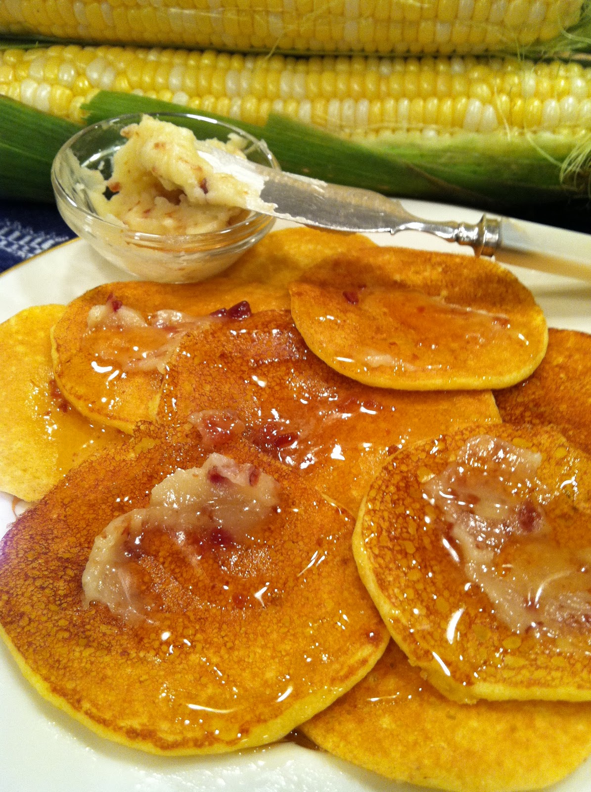 Cooking with Chez Cindy ChezCindy Corn Cakes with BaconHoney Butter
