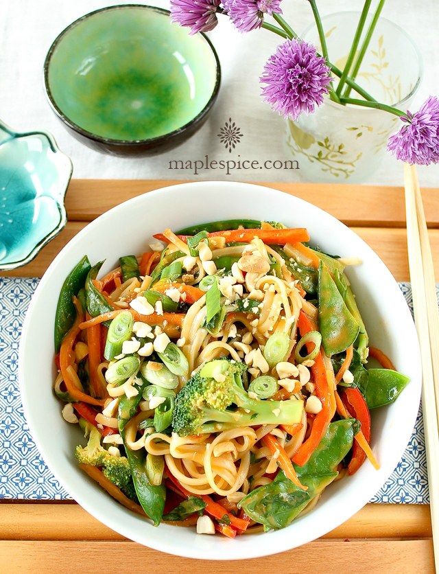 maple•spice Rice Noodle StirFry with PeriPeri Coconut Cream Sauce