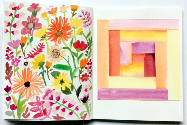 sketchbooks, floral patterns, watercolor, patchwork, Dana Barbieri, Anne Butera