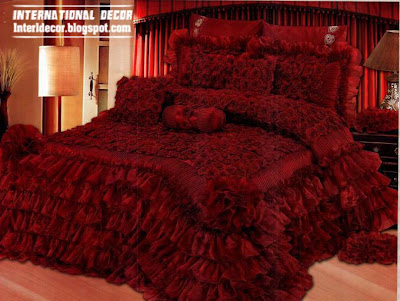 royal design of red bedspread, luxurious red bedspread 2014