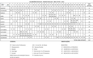 Calendário Ensino Regular 2012