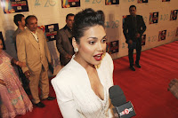 hot, sexy, cleavage show, red lips, Esha, Gupta, and, Priyanka, Chopra, at, Zee, Cine, Awards,ceremony 2013, interview, 