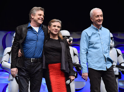 Photo of Mark Hamill, Carrie Fisher and Anthony Daniels from the Star Wars Celebration