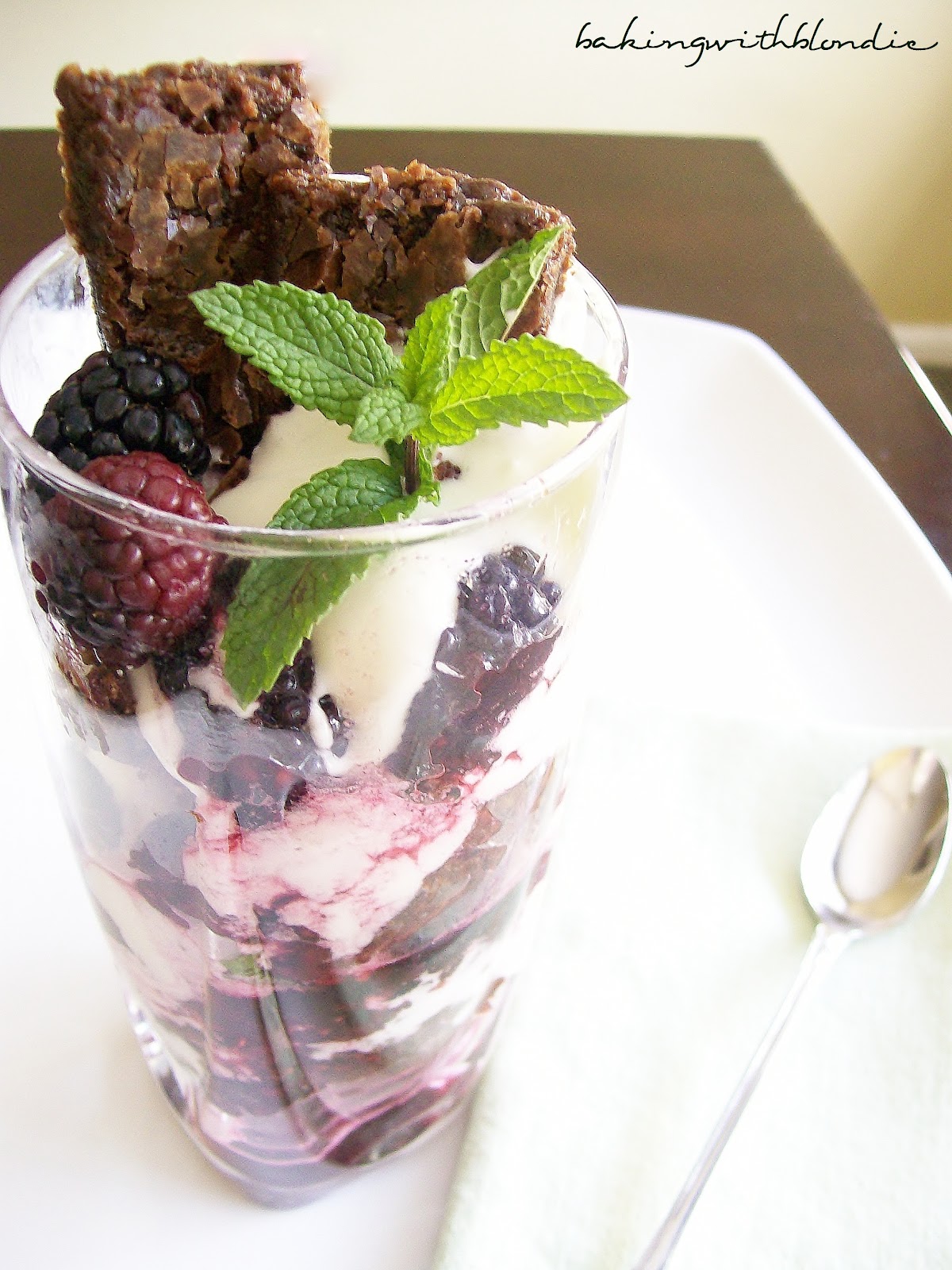 Blackberry & Mint Brownie Parfait